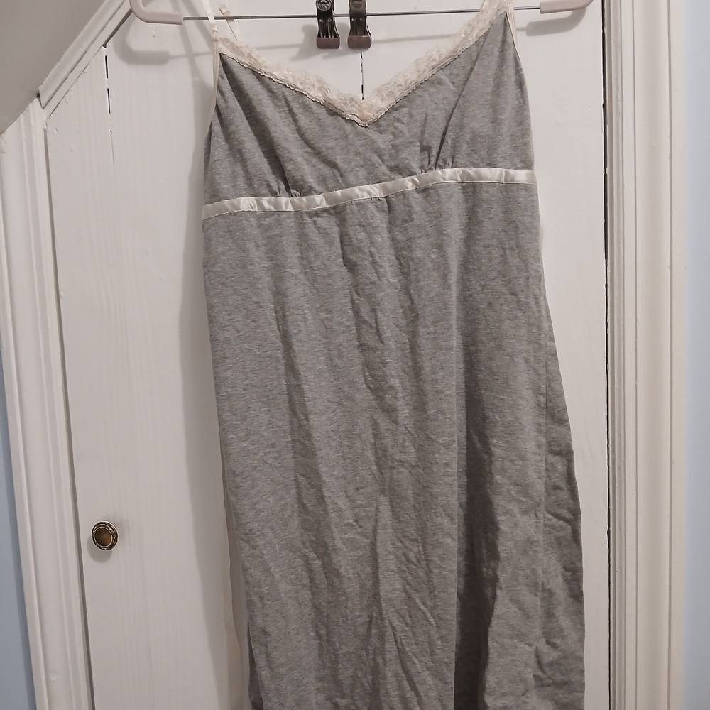 H&M Light Gray Chemise with Cream Lace